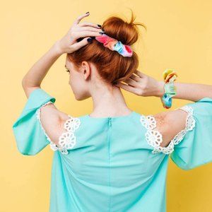 🆕️ Scrunchie with Zipper Tie Dye Colorful Velvet Hair Accessory New